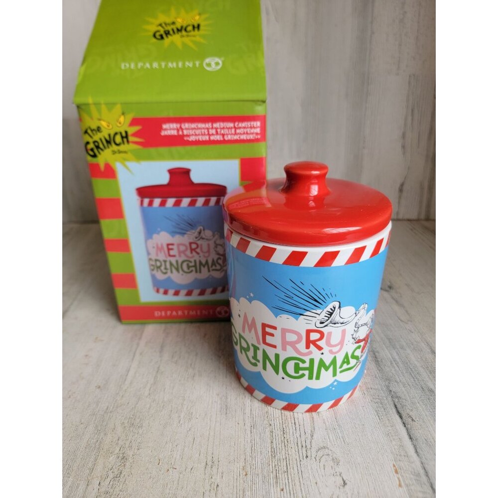 Dept 56 6010965 Merry Grinchmas medium canister Xmas decor‎